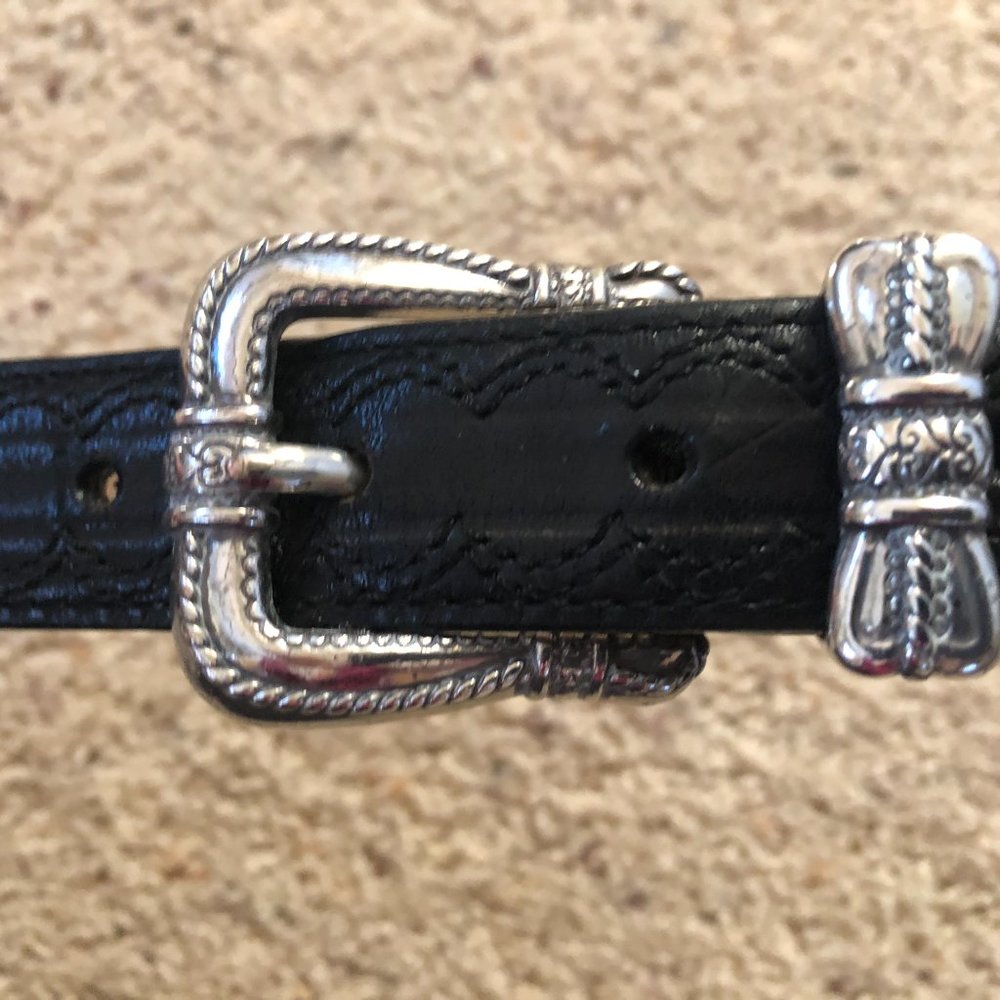 Brighton Black Belt with Intricate Silver Buckle